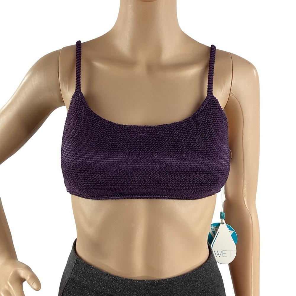 WET Swimwear Textured Scoop Bikini Top Eggplant Purple Size M